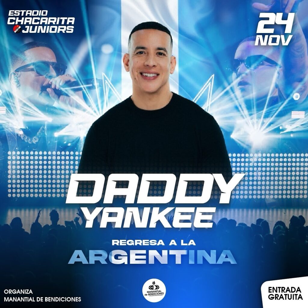 @daddyyankee Viene a la Argentina podras disfrutar de este evento LIBRE Y GRATUITO el 24 de Noviembre. ¡No te lo pierdas Trae tu donacion de alimento no perecedero