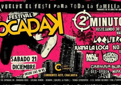 ¡2 Minutos festejará los 30 años de «Valentín Alsina» en el Festival Tocadak!