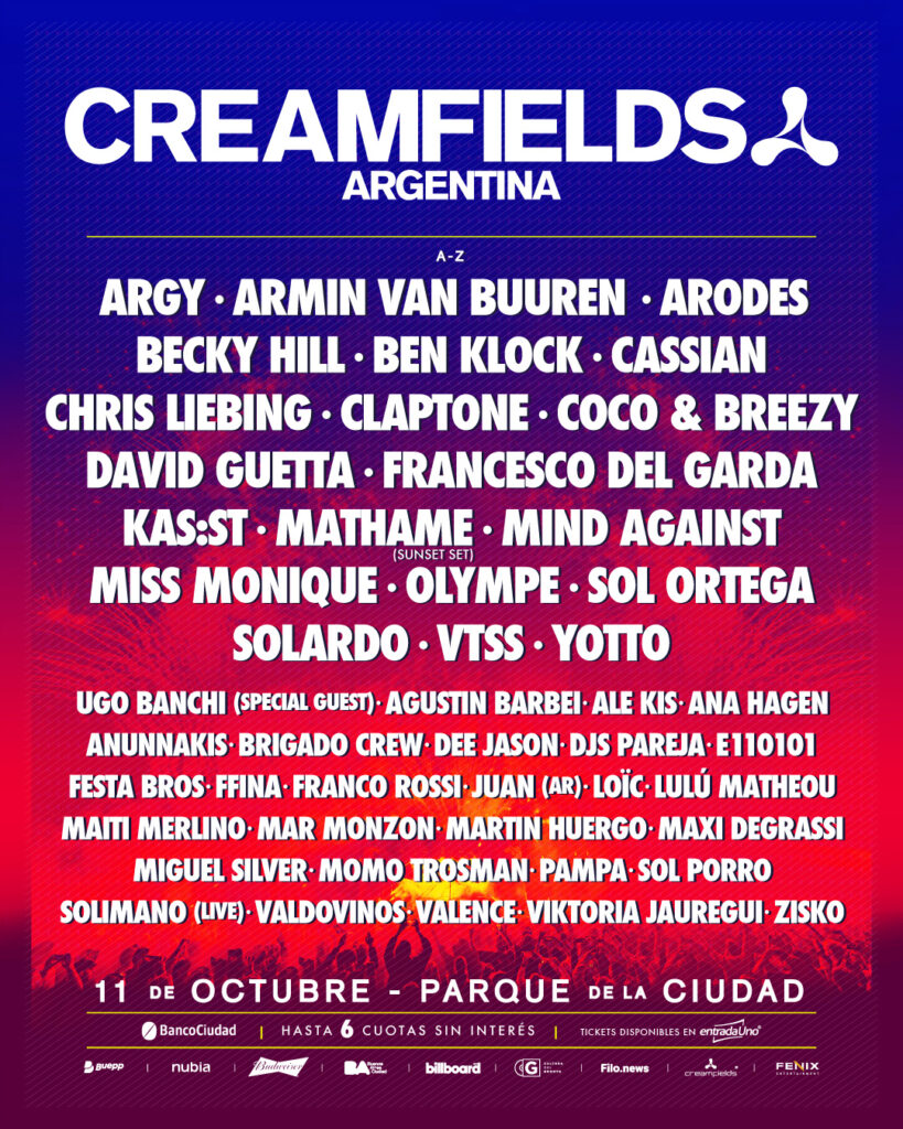 Creamfields Argentina: el festival anuncia los artistas nacionales que completan su grilla 2025 2 completo CF25 lINEUP 1080x1350 01
