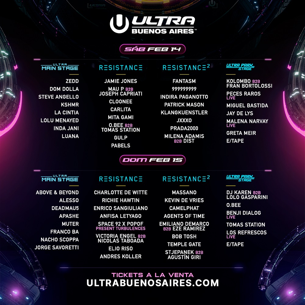 ULTRA Buenos Aires: el festival anunció su line-up por escenario 2 ULTRA BUENOS AIRES2026 RUNNING ORDER FB POST AS