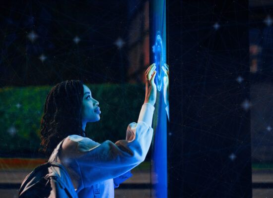 Sofia Lescano 5 Young woman experimenting immersive experience at night