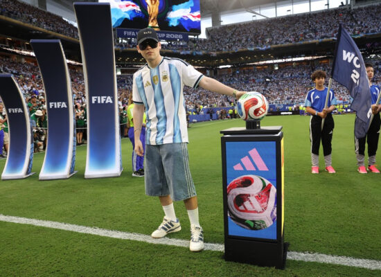 Sofia Lescano 5 MIAMI GARDENS, FLORIDA - JULY 03: Bizarrap adidas Stadium Captain with the adidas Trionda match ball during the FIFA World Cup 2026 Round Of 32 match between Argentina and Cabo Verde at Miami Stadium on July 03, 2026 in Miami Gardens, Florida. (Photo by Leonardo Fernandez - FIFA/FIFA via Getty Images)
