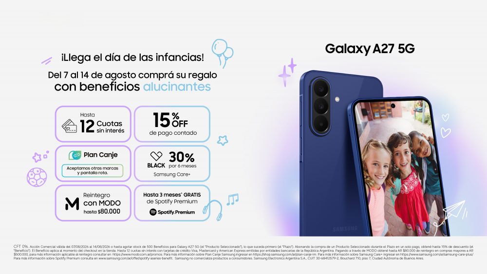 Llega a Argentina el nuevo Galaxy A27 5G de Samsung con beneficios de lanzamiento 2 Beneficios A27 RGB DTC 1920x1080 copia 2 e1786107053249