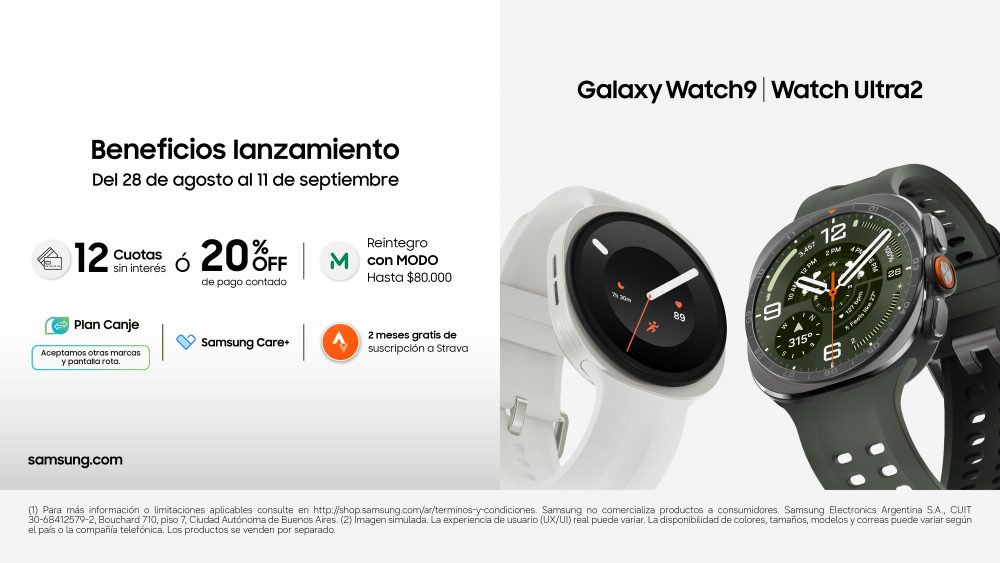 Samsung presenta en Argentina los nuevos Galaxy Watch9 y Galaxy Watch Ultra2 con beneficios de lanzamiento 2 Beneficios Watch9 Watch Ultra2 RGB DTC 1920x1080 copia e1787919263458