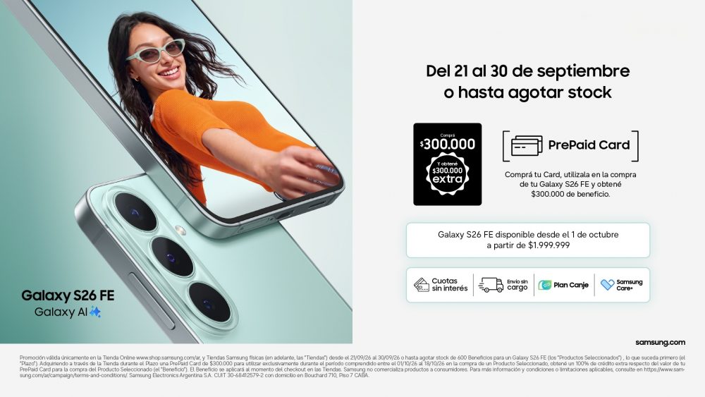 Galaxy S26 FE en Argentina: Cómo funciona la PrePaid Card de Samsung para garantizar el celular y acceder a un descuento en su compra 2 KV PPC BENEF GRAL S26FE RGB 1920x1080 copia e1790003904839