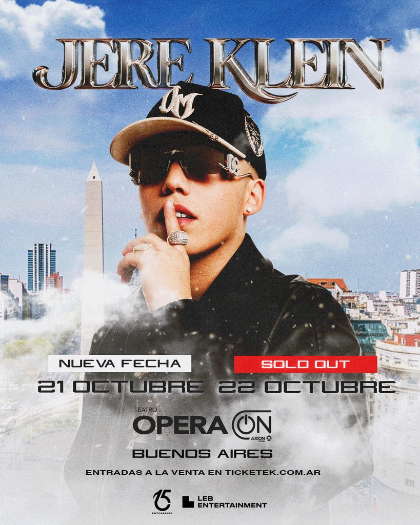 JERE KLEIN EN ARGENTINA: DÓNDE PUEDO COMPRAR LAS ENTRADAS 2 1080x1350 SOLD OUT Nueva Fecha